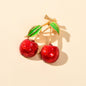 Attractive Red Enamel Twin Cherries Brooch Pin Fruit Jewelry Clothing Acccessory-0