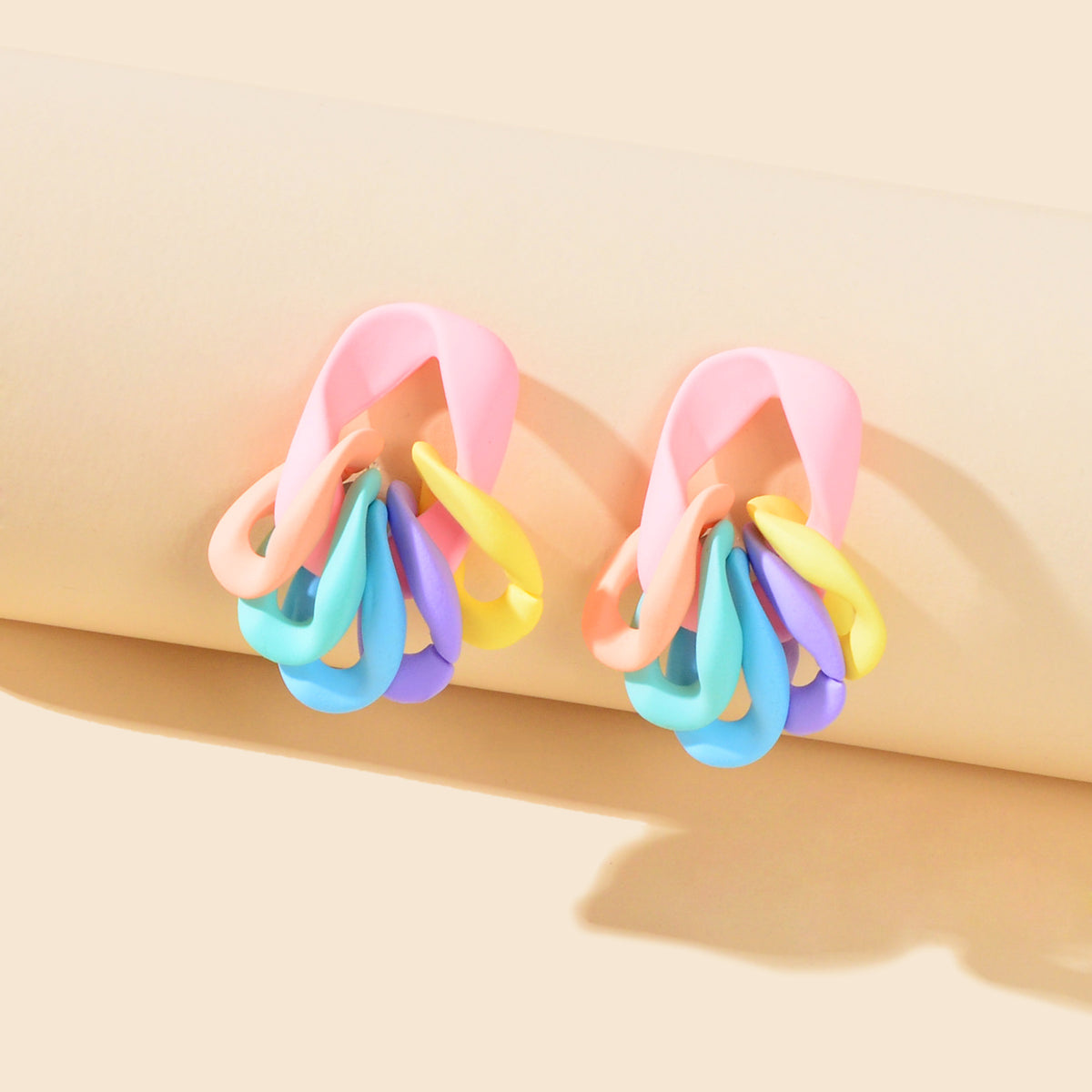 Lovely Candy Color Geometric Resin Earrings Y2K Style Sweet Cute Jewellery Gift-0