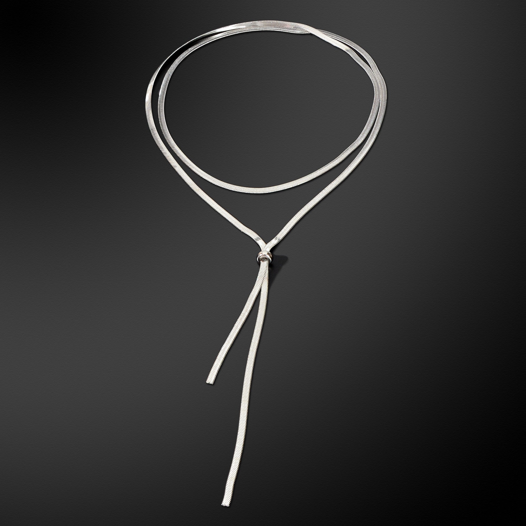Minimalist Silvery Snake Chain Stainless Steel Y Style Adjustable Necklace Women-3