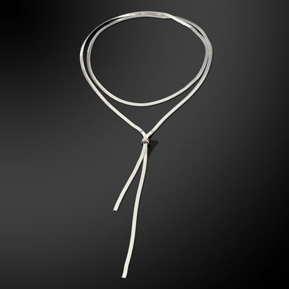 Minimalist Silvery Snake Chain Stainless Steel Y Style Adjustable Necklace Women-3