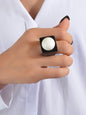 Designer Jewelry White Black Acrylic Square Chunky Plastic Dome Rings Party Band-0