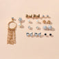 9 pairs Bowknot Rhinestone Pearl Stud Flower Tassel Chain Dangle Earrings Gift-0