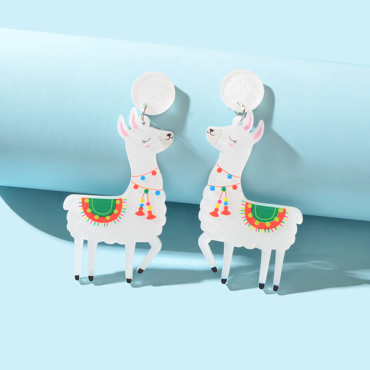 White Acrylic Lovely Sheep Dangle Lamb Earrings Cartoon Design Geometric Jewelry-0