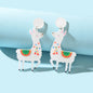 White Acrylic Lovely Sheep Dangle Lamb Earrings Cartoon Design Geometric Jewelry-0
