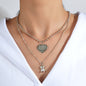 Statement Jewellery Popcorn Double layer Silver Chain Heart Bear Charm Necklace-0