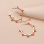 Designer Stylish Blue Hotpink Beads Silver Circle C Hoop Huggie Stud Earrings-4
