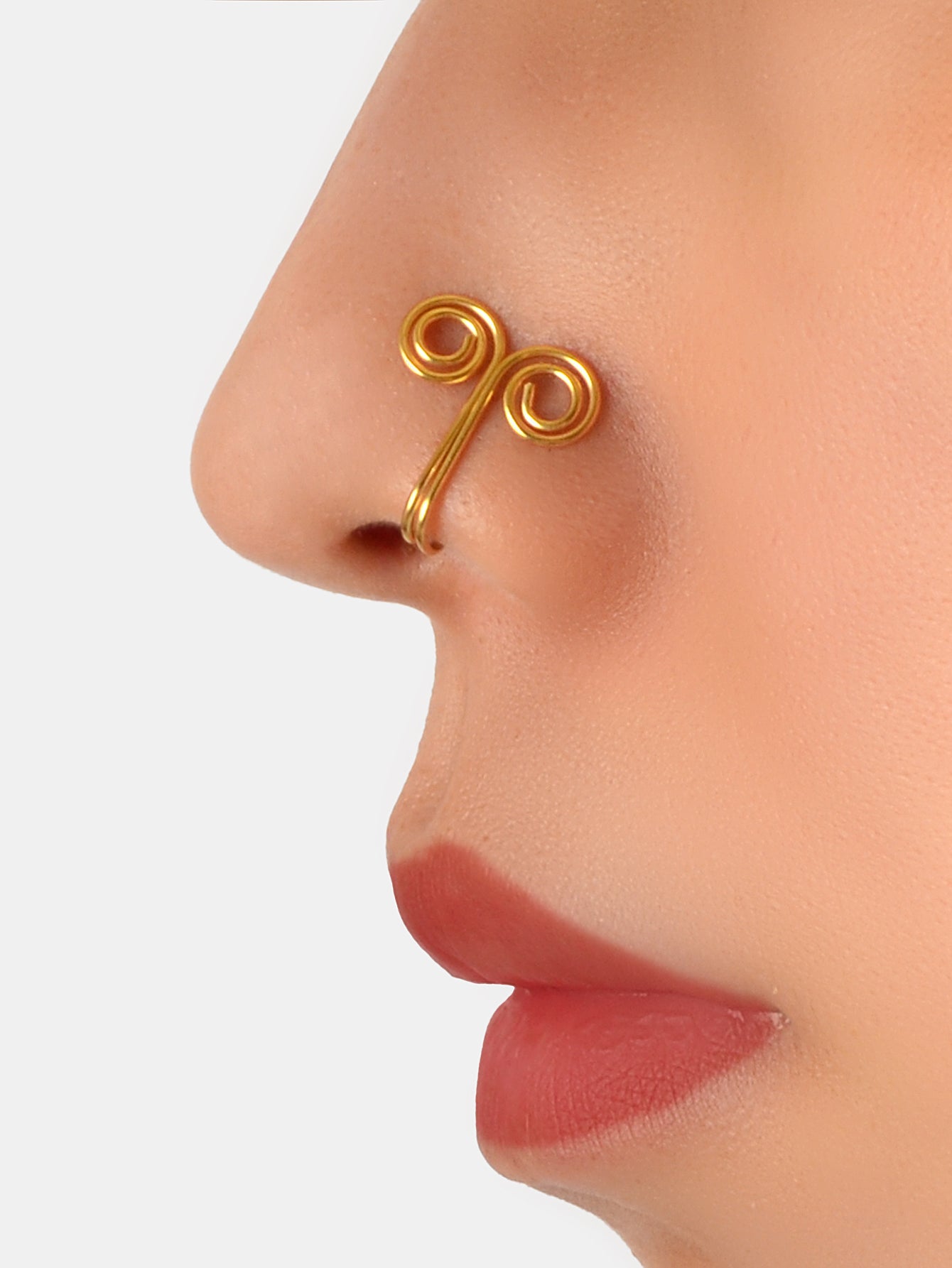 Hoop Stud Fake Nose Ring Faux Nose Piercing Jewellery Circle Clip On Nose Ring-0