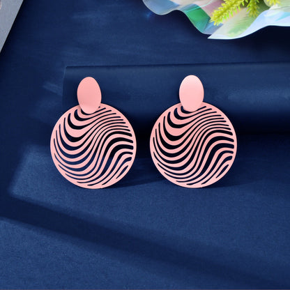 Pink Hollow Metal Round Geometric Dangle Earrings Holiday Party Social gatherings Jewelry-2