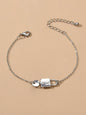 Elegant Women Accessories Minimalist Silver Chain Key Lock Charm Women Bracelet-0
