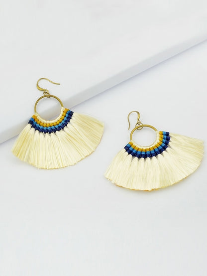 Ethnic Traditional Jewellery Colorful Tassel Fan Shape Dangle Bohemian Earrings-4