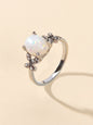 Retro Textured Jewellery Band Rhinestone Simulant Opal Butterfly Wedding Ring-0