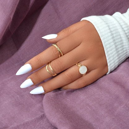 Multiple 3pcs Round Black White Metal Knuckle Stackable Midi Finger Rings Set-0