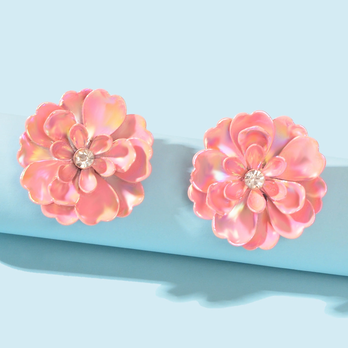 Sweet Elegant Pink Blooming Flower Daisy Stud Earrings Gifts Present Valentines-0