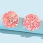 Sweet Elegant Pink Blooming Flower Daisy Stud Earrings Gifts Present Valentines-0