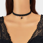 Classic Black Velvet Choker Round Charm Necklace Women Halloween Cosplay Jewelry-0