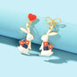 Cute Love Heart Bowknot Bunny Earrings Dangling Rabbit Stud Happy Easter Gift-0