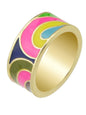 Ethnic Jewelry Geometric Pattern Colourful Enamel Gold Chunky Bohemian Band Ring-0