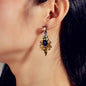 Luxurious Blue Champagne Crystal Flower Wedding Dangle Chunky Chandelier Earring-0