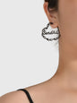 Goth Hip Hop Punk Style Black Hollow Heart Chunky Statement Stud Women Earrings-0