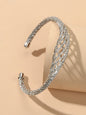 Ladies Jewellery Hollow Mesh Shape Gold Silver Open Cuff Women Bangle Bracelets-0