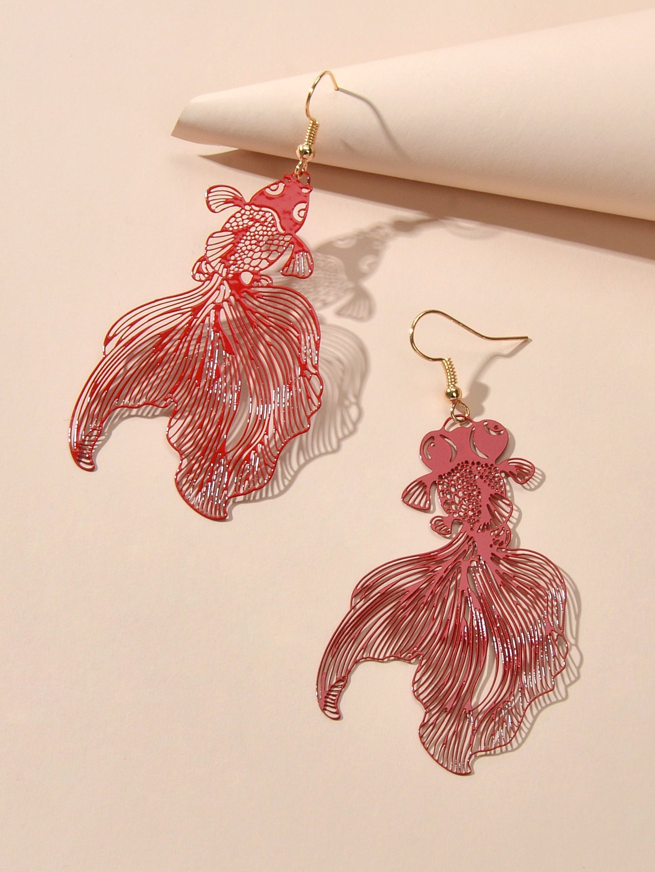 AU Stock Lovely Goldfish Shape Drop Dangle Earrings Hollow Fish Party Jewellery-3
