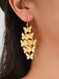 Women's Fashion Hot Pink Purple Hollow Multi-level Butterfly Chandelier Earrings-4