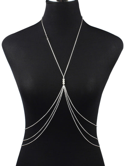 Bikini Beach Multi-layer Tassel Body Chain Chest Harness Belly Waist Jewellery-0