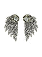 Punk Retro Black Antique Silver Color Rhinestone Wing Stud Earrings Ear Jacket-0