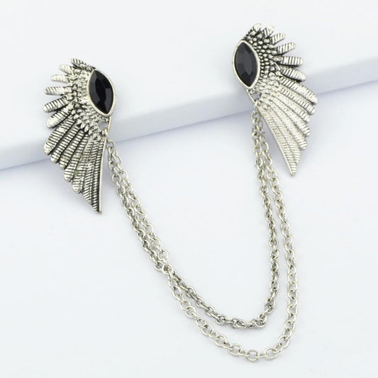 Wings Vintage Sweater Shawl Chain Clips Antique Cardigan Collar Holders Brooch-0