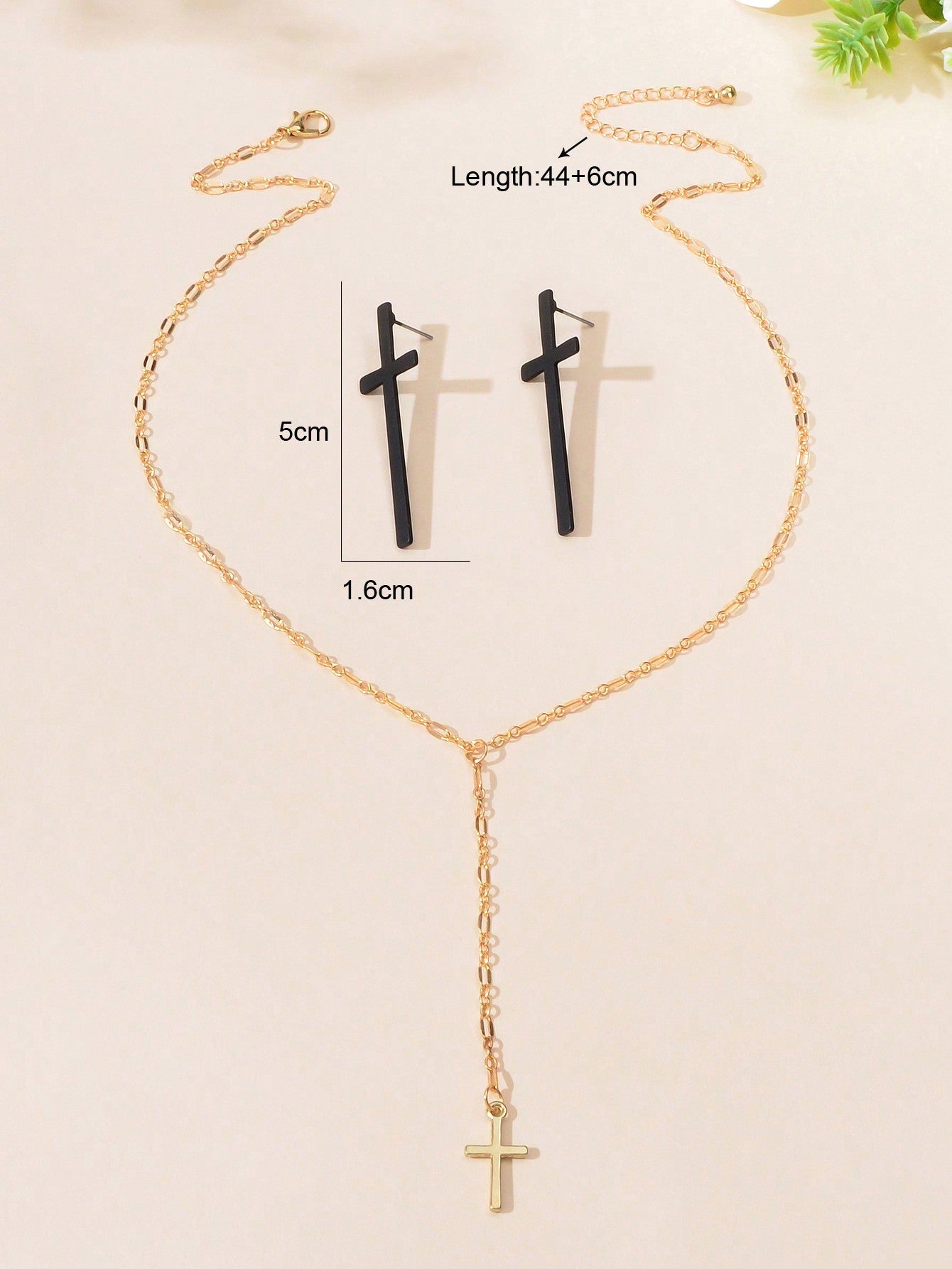 Cross Pendant Necklace and Earrings Set - Symbolic Statement of Faith Jewellery-1