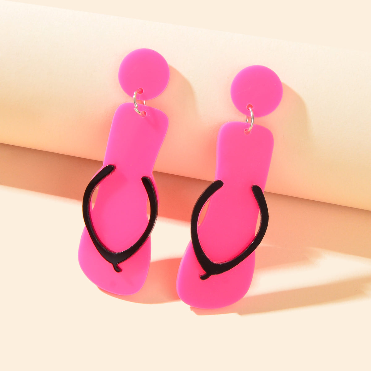 Y2k Style Hot Pink Acrylic Slippers Pendant Dangle Earrings Girl Holiday Jewelry-0