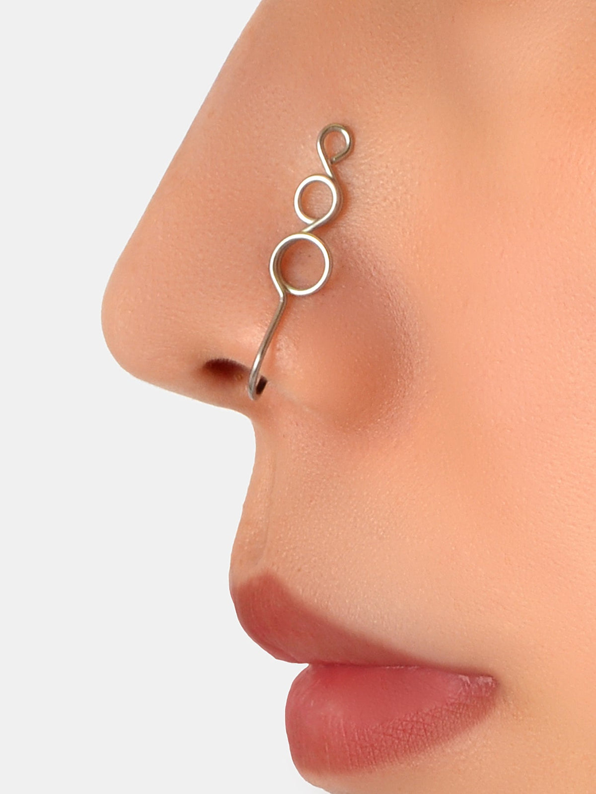 1 pc Faux Lip Ear Nose Gold Silver Twisted Non Piercing Clip On Nose Hoop Rings-5