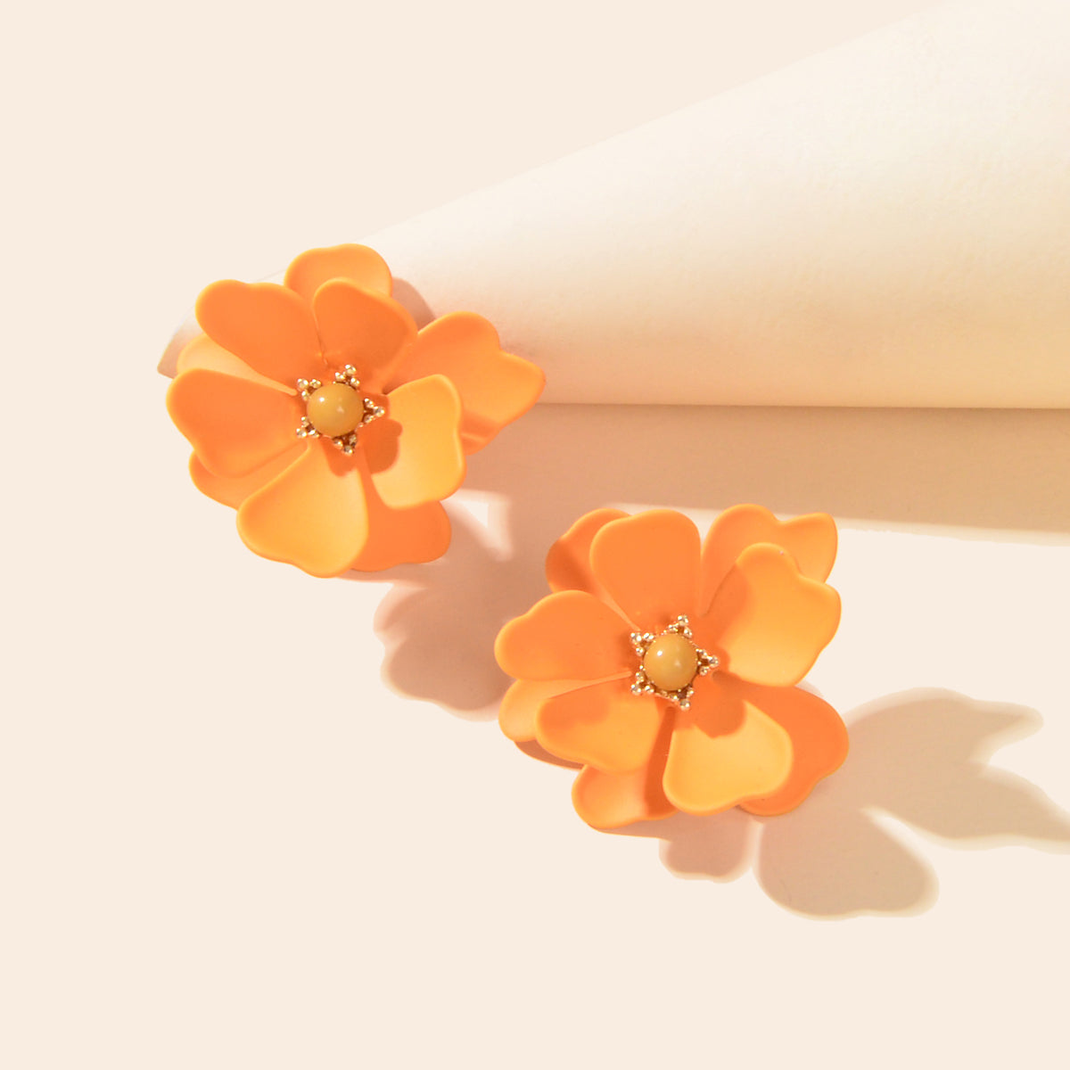 Orange Flower Stud Pierced Stereoscopic Daisy Earrings Women Elegant Jewellery-0