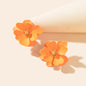 Orange Flower Stud Pierced Stereoscopic Daisy Earrings Women Elegant Jewellery-0