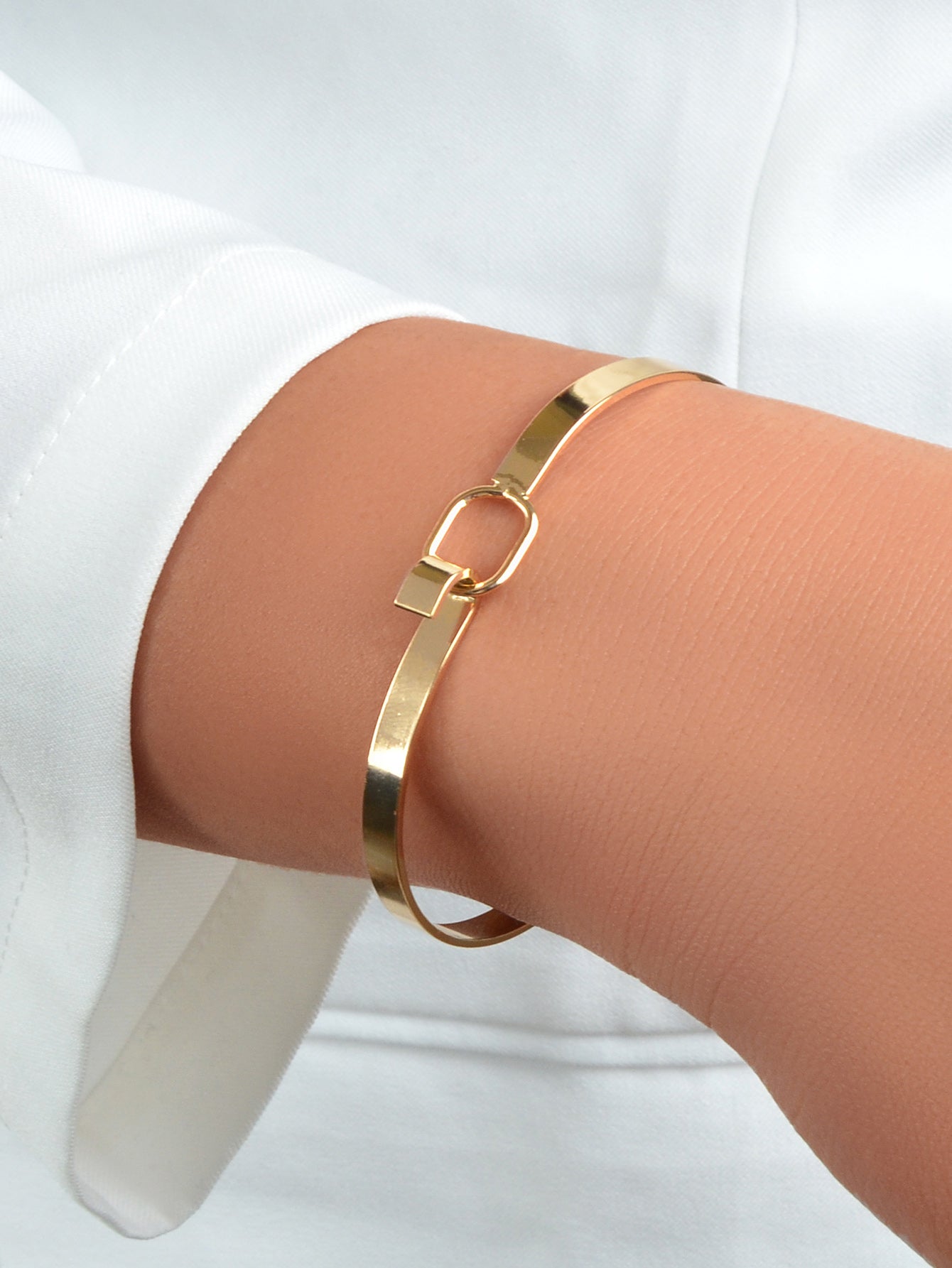 HipHop Jewelry Gold Metal Minimalist Geometric Bracelet Golden Bangle Collection-0