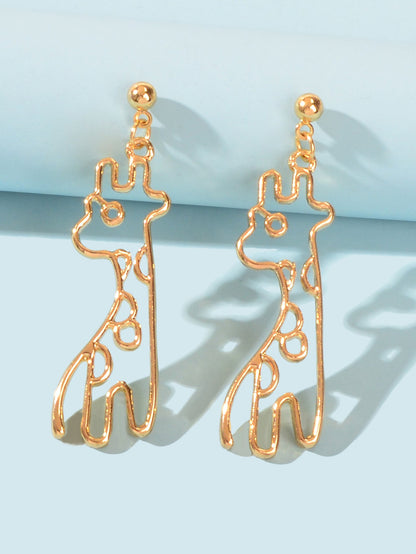 Lovely Jewellery Hollow out Gold Giraffe Dangle Earrings Women Girls Dainty Gift-0