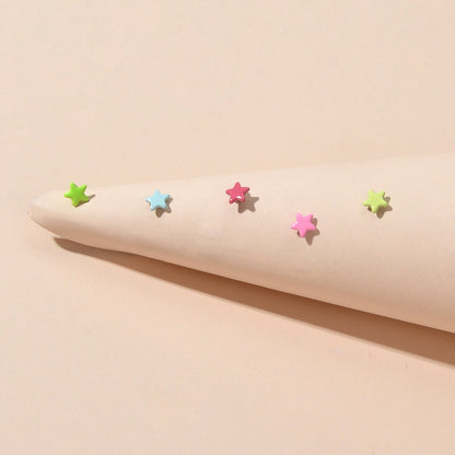 5 pcs Lovely Jewellery Candy Color Enamel Small Star Stud Earrings Funny Gifts-0