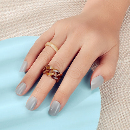 2pcs Trendy Jewelry Blue Brown Geometric Stackable Multiple Midi Finger Ring Set-0