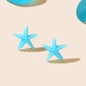 Ocean Beach Tribal Chic Blue Resin Starfish Stud Earrings Holiday Sea Jewellery-4