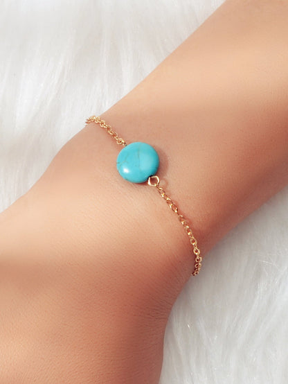 Indian Ethnic Jewelry Gold Silver Chain Turquoise Bracelet Bohemian Accessories-0