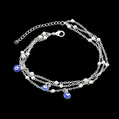 Eye Charm Beads Anklet Adjustable Beach Layered Ankle Gold Foot Chain Jewellery-4