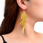 Hip Hop Punk Style Korean Red Acrylic Fire Big Statement Dangle Trendy Earrings-4