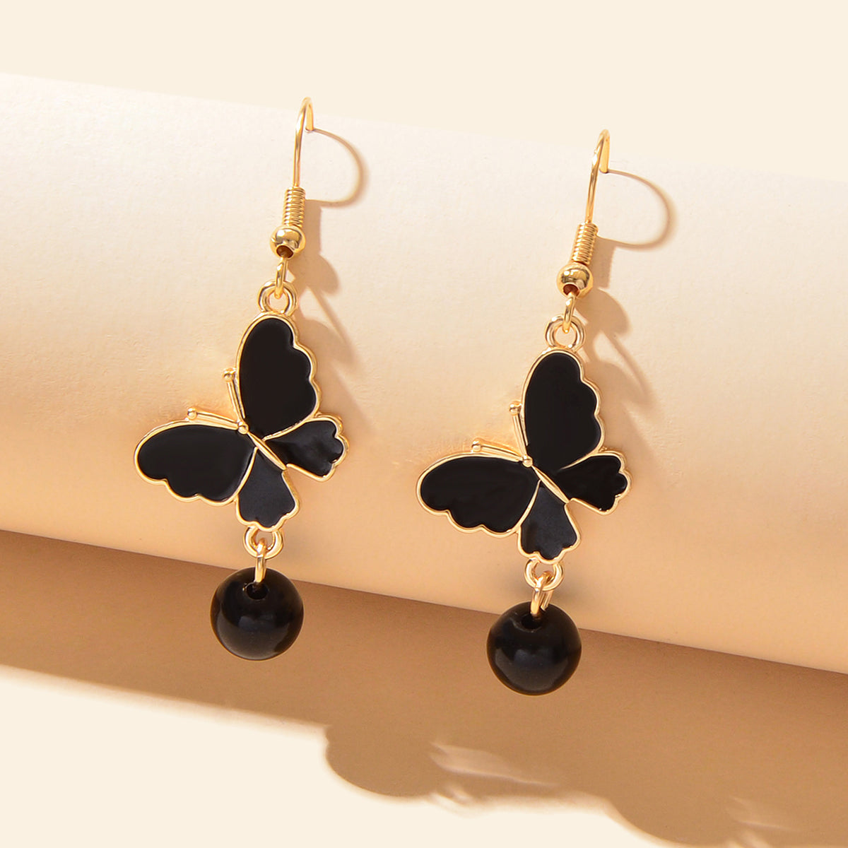 AU Stock Dark Blue Pearl Beads Butterfly Dangle Drop Earrings Bling Jewellery-4