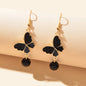 AU Stock Dark Blue Pearl Beads Butterfly Dangle Drop Earrings Bling Jewellery-4