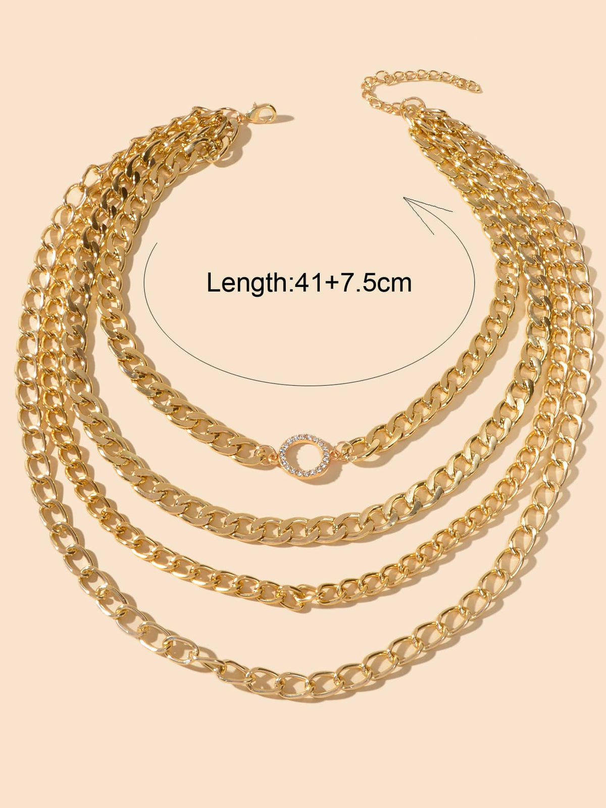 Rhinestone Decor Layered Necklace Chunky Collar Punk Choker-1