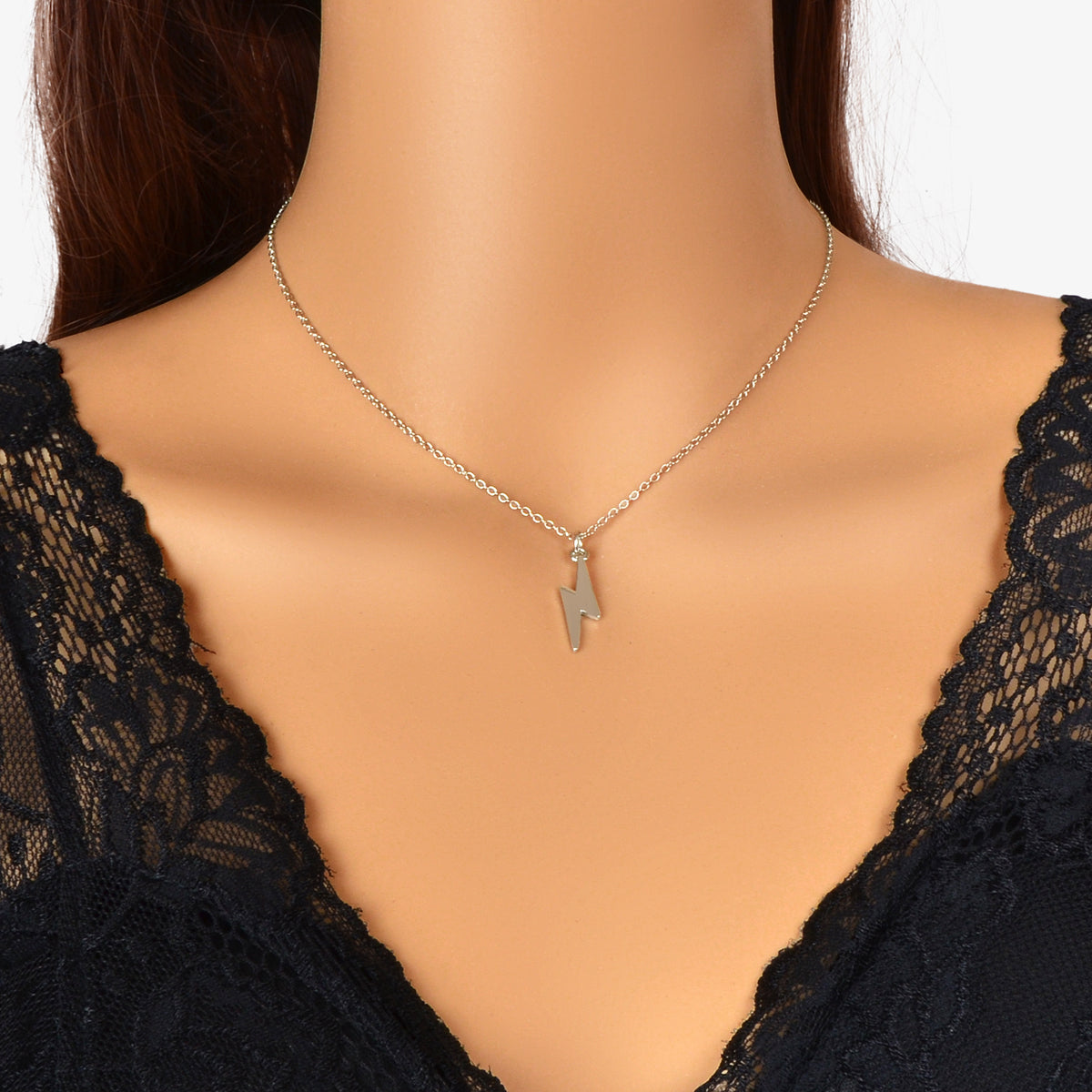 Gold Color Lightning Bolt Flash Charm Necklace Thunder Pendant Chain Collar Gift-0