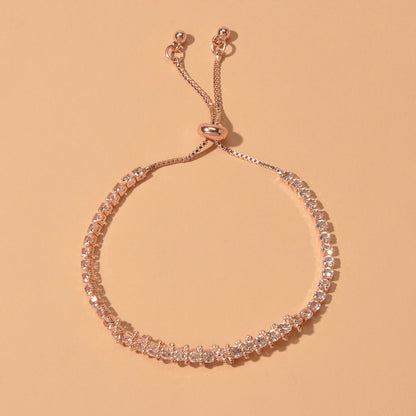 Trendy Rhinestone Sparkle Bling Crystal Tennis Bracelet Adjustable Wristband-0