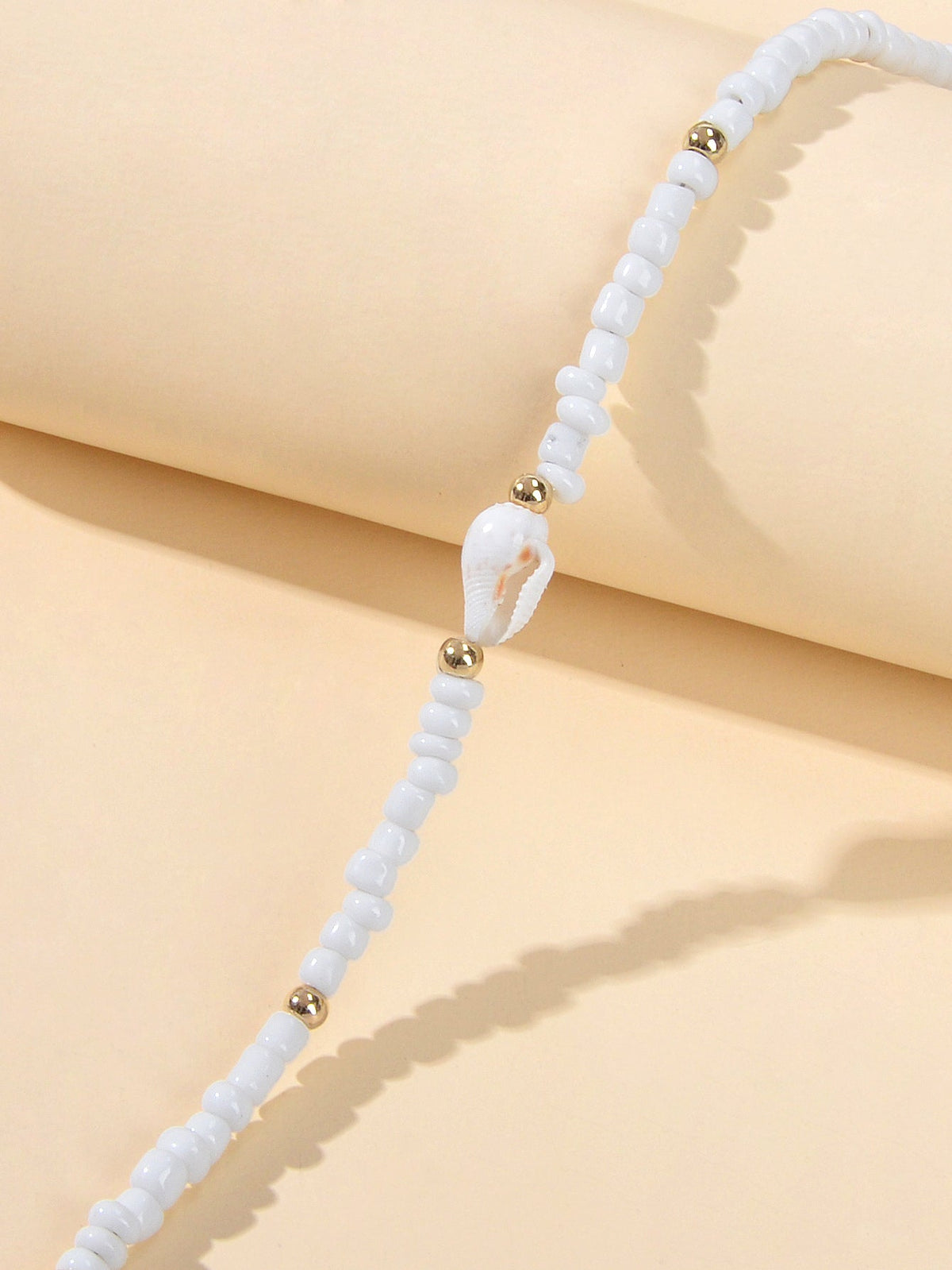 Feelontop Handmade Elegant Boho Seed Beads White Shell Necklace Choker Collar-3