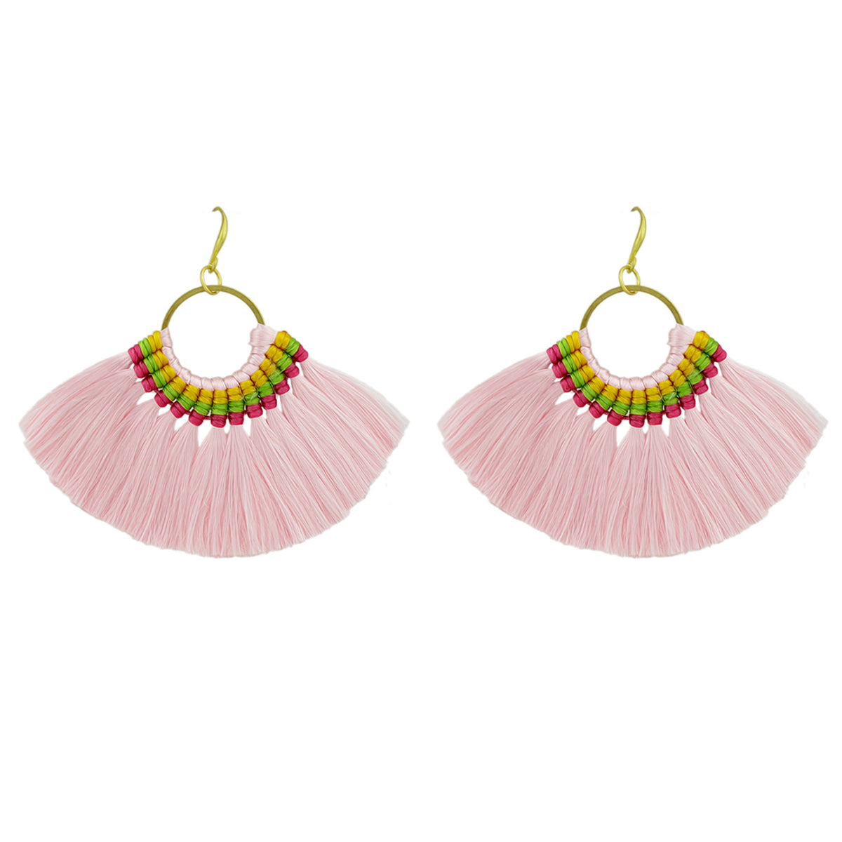Ethnic Traditional Jewellery Colorful Tassel Fan Shape Dangle Bohemian Earrings-8