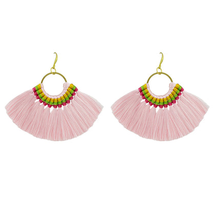 Ethnic Traditional Jewellery Colorful Tassel Fan Shape Dangle Bohemian Earrings-8